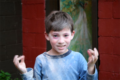 Ben after a messy makeup class at arts camp